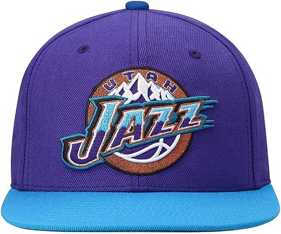 Men's Mitchell & Ness Utah Jazz NBA Core Basic HWC Snapback Hat-Purple/Teal