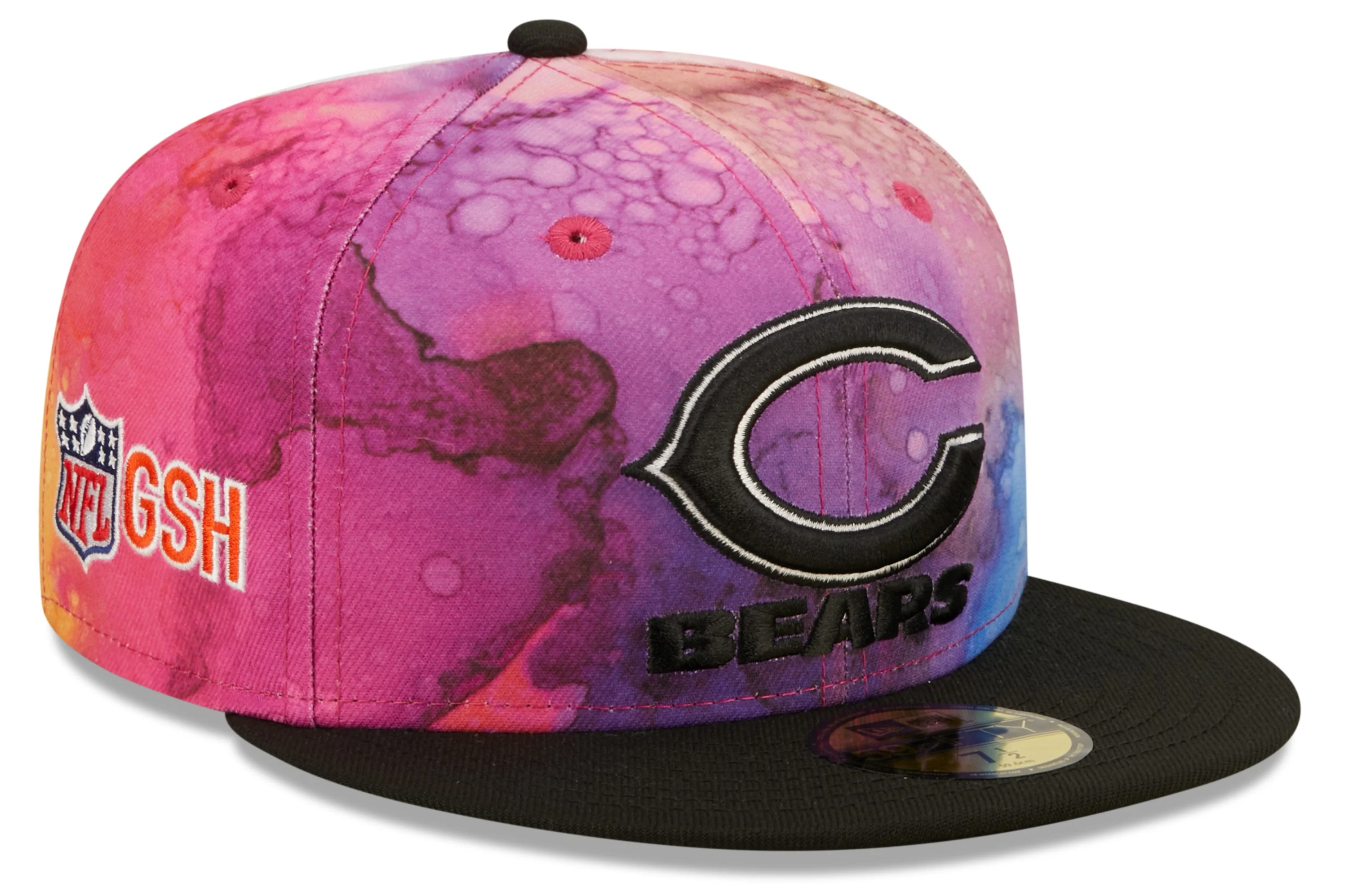 Men's Chicago Bears New Era 2022 Crucial Catch NFL Primary Logo Multi Color Ink 59FIFTY Fitted Hat