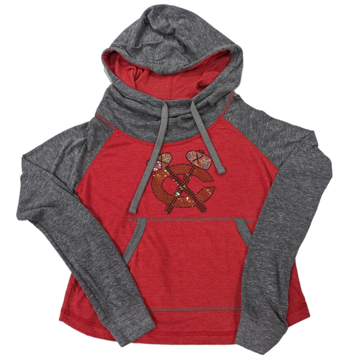 Women's Chicago Blackhawks NHL Soft As A Grape Red/Gray Color Blocked Pullover Hoodie