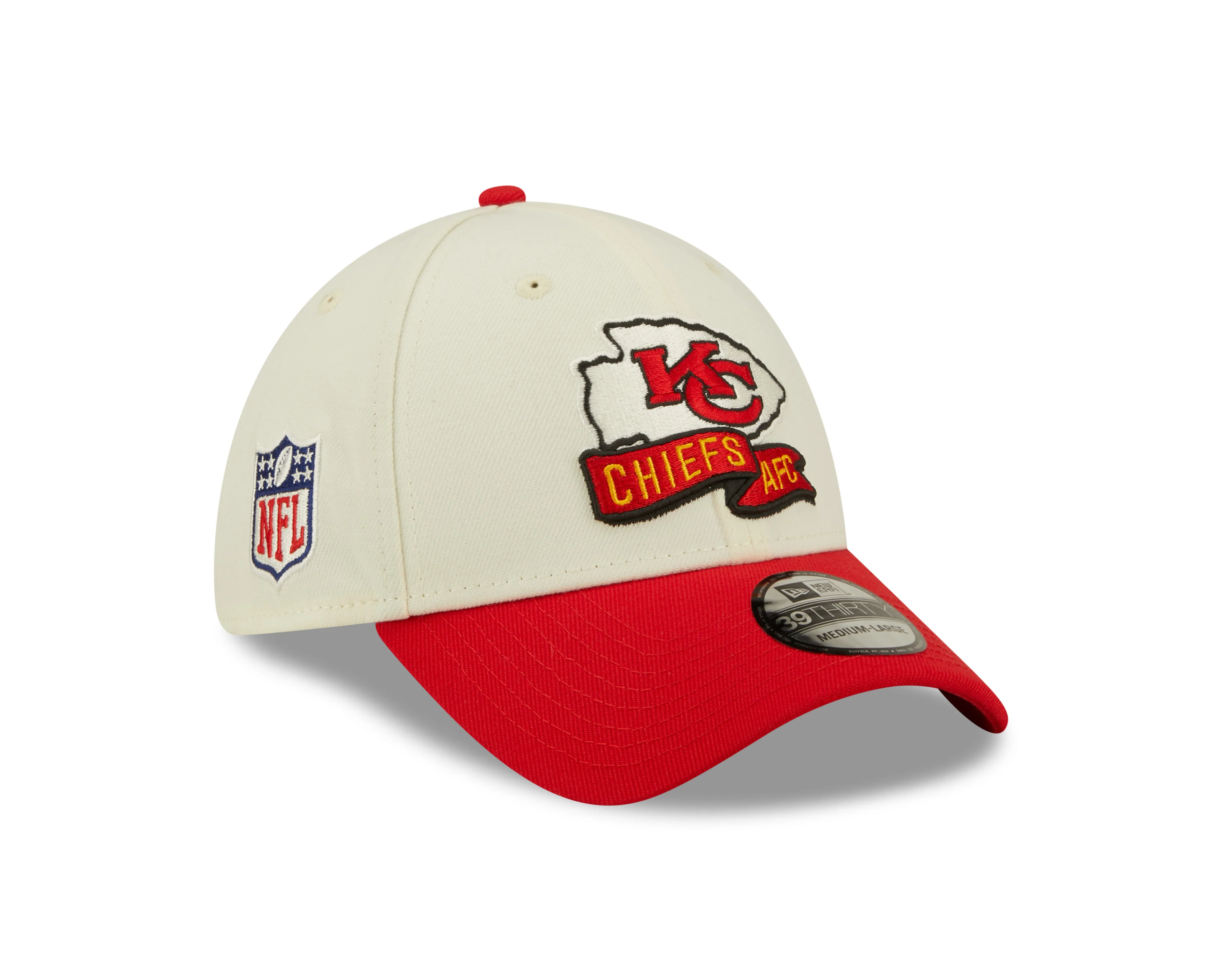 Men's Kansas City Chiefs New Era Cream/Red 2022 Sideline 39THIRTY Flex Hat