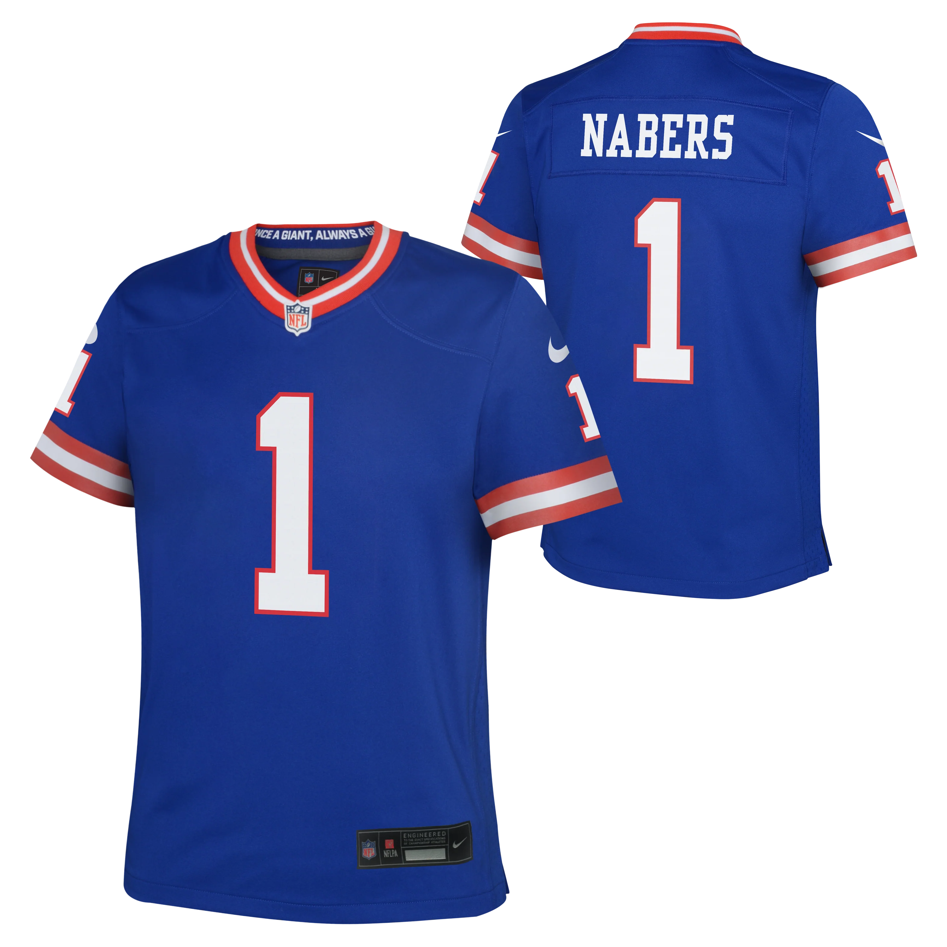 Youth Malik Nabers New York Giants ALTERNATE Red/Blue Nike Game Jersey