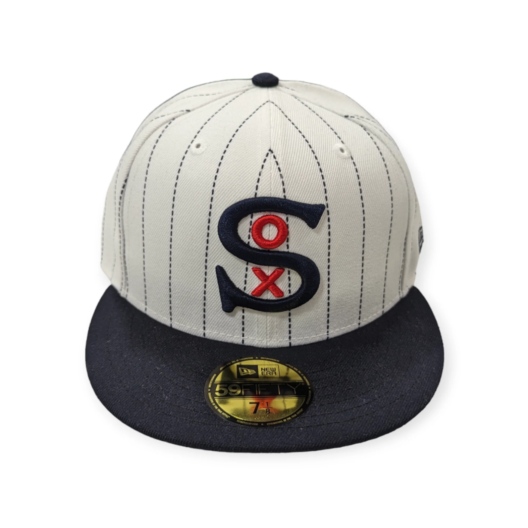 Chicago White Sox New Era White Pinstripe 1917 Logo 59FIFTY Fitted Hat