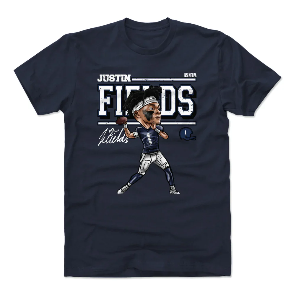 Men's 500 Level Justin Fields Chicago Bears NFLPA Cartoon Navy Tee