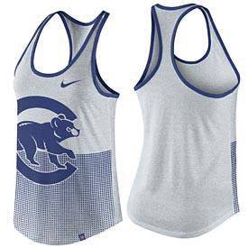 Women's Chicago Cubs Birch Heat Dri-Blend Logo 1.7 Racerback Tank Top