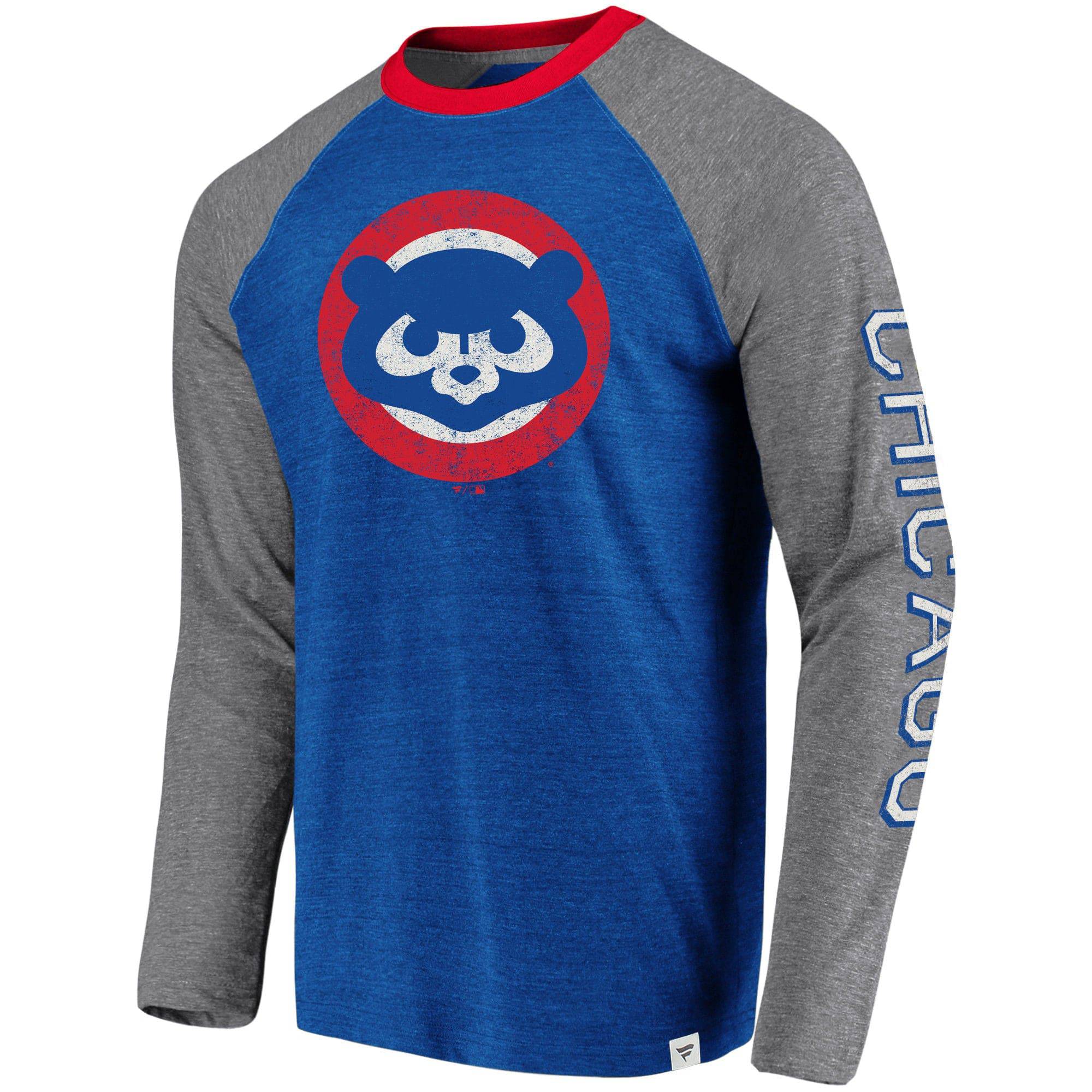 Men's Chicago Cubs Fanatics Branded Royal/Gray True Classics Long Sleeve Raglan T-Shirt