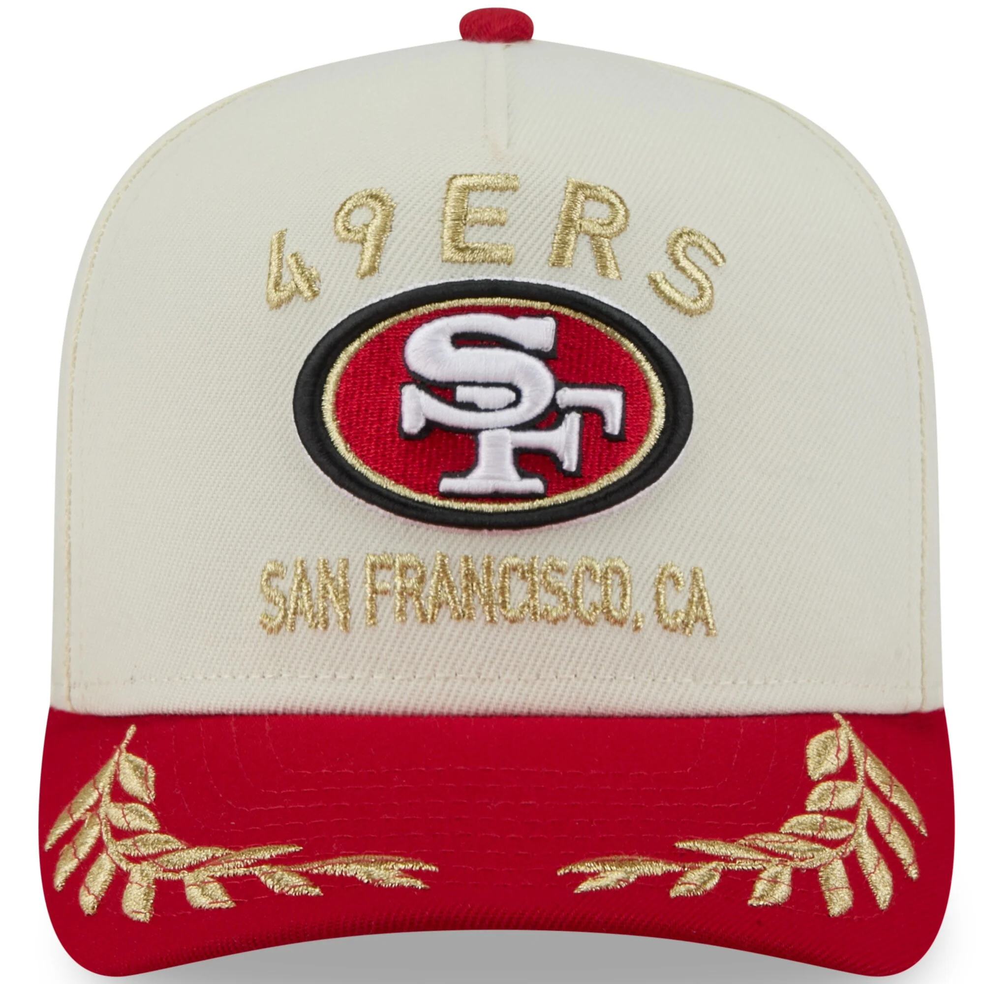 Men's San Francisco 49ers New Era 2025 NFL Draft Cream/Scarlet A-Frame 9FIFTY Snapback Adjustable Hat