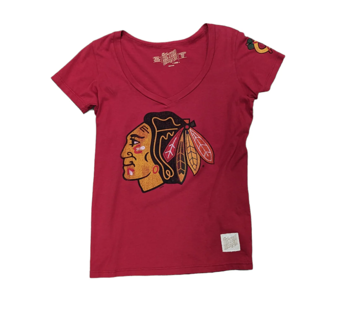 Women's Chicago Blackhawks Deep V Logo Tee, Red