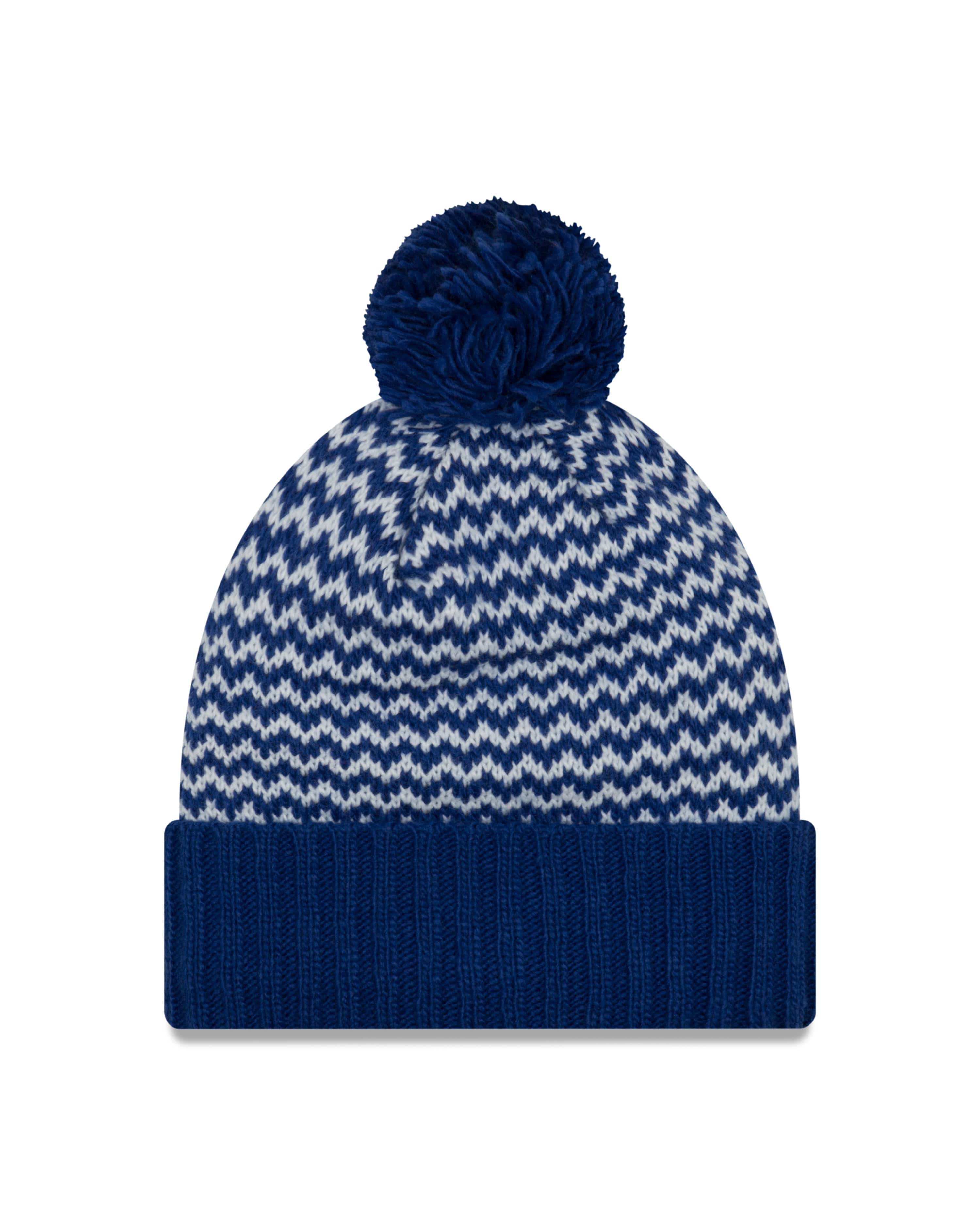 Women's Chicago Cubs New Era Patterned Cuffed Knit Hat With Pom