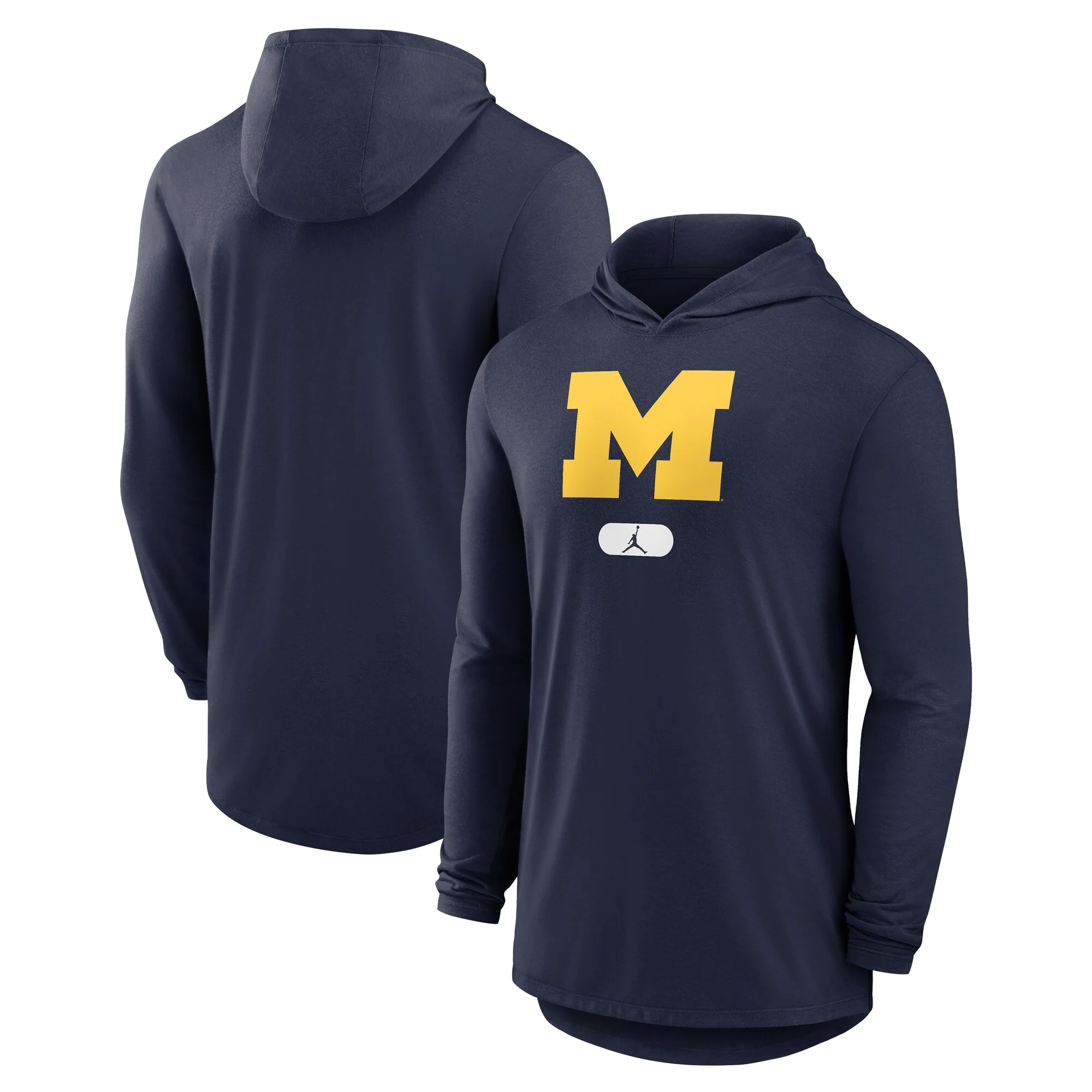 Men's Nike Michigan Wolverines Navy Lightweight Performance Long Sleeve Hoodie T-Shirt