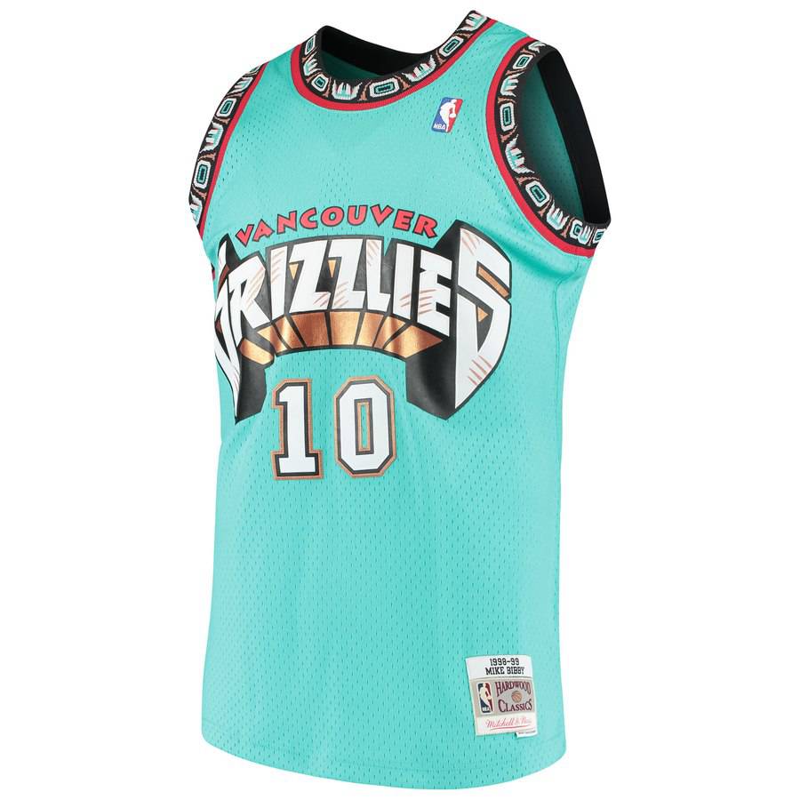 Men's Vancouver Grizzlies Mike Bibby Mitchell & Ness Teal Hardwood Classics Swingman Jersey