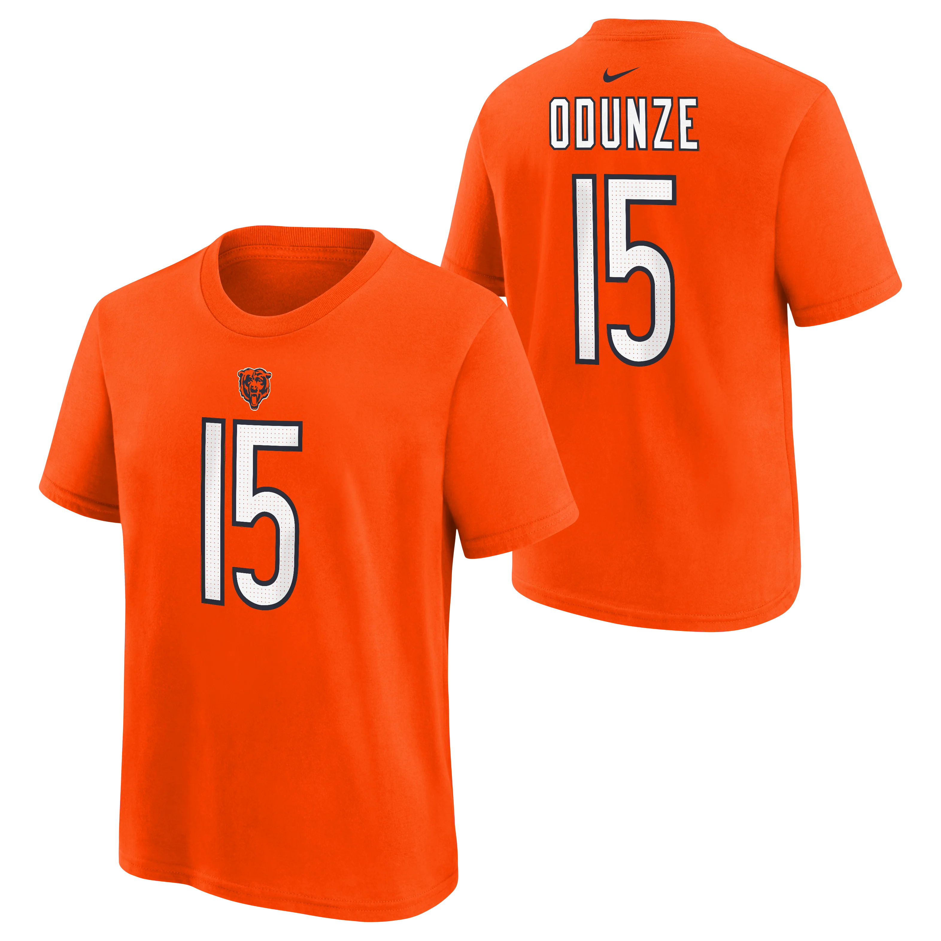 Youth Rome Odunze Chicago Bears Nike Orange FUSE Name & Number T-Shirt