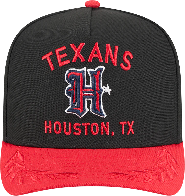Men's Houston Texans New Era 2025 NFL Draft Black A-Frame 9FIFTY Snapback Adjustable Hat