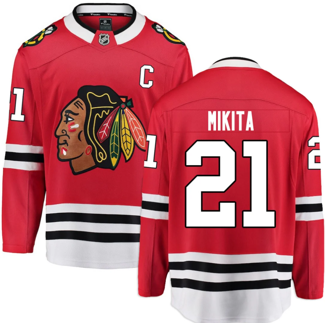 Men's Stan Mikita Chicago Blackhawks Red Home Premium Twill Fanatics Breakaway Replica Jersey