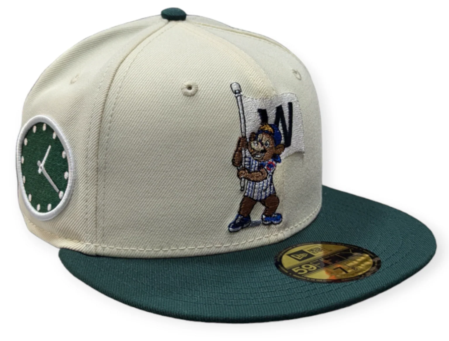 Chicago Cubs New Era Clark the Bear W Flag Chrome/Forest Green 59FIFTY Fitted Hat