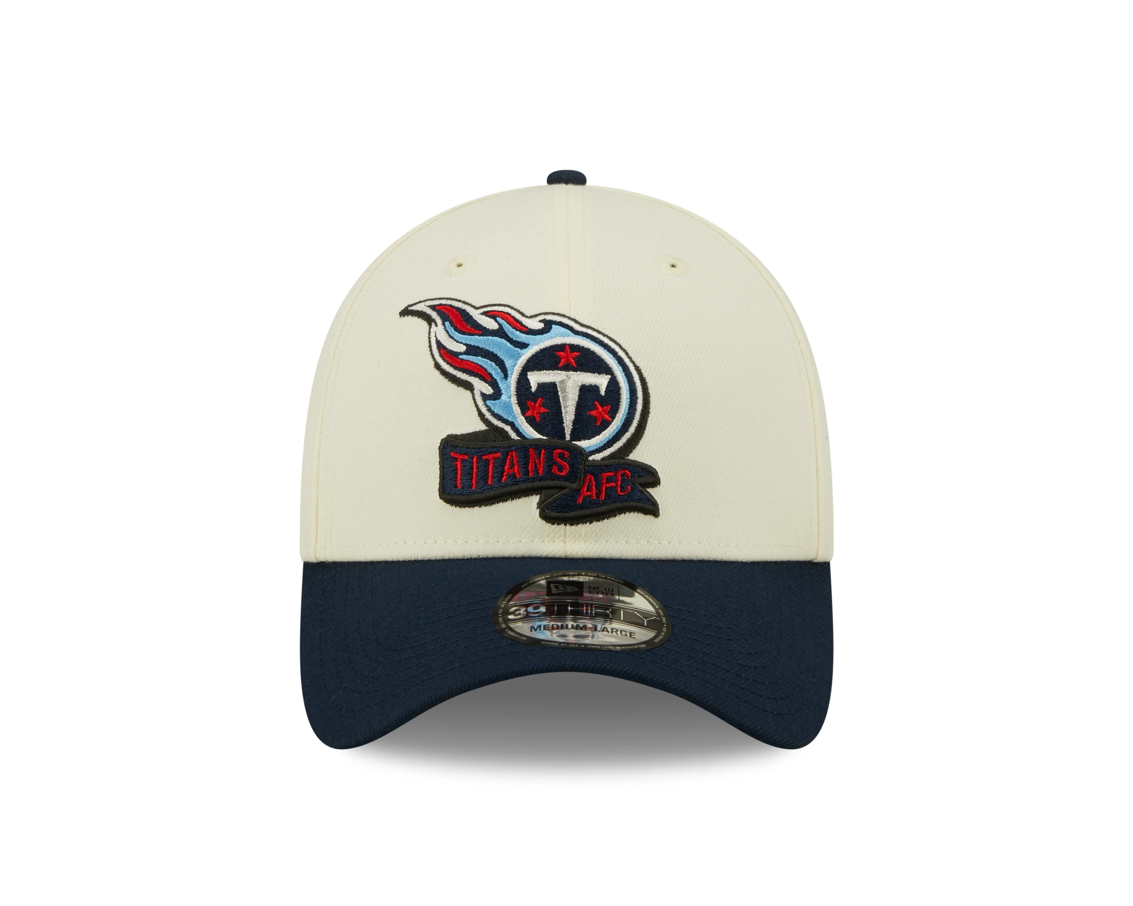 Men's Tennessee Titans New Era Cream/Navy 2022 Sideline 39THIRTY Flex Hat