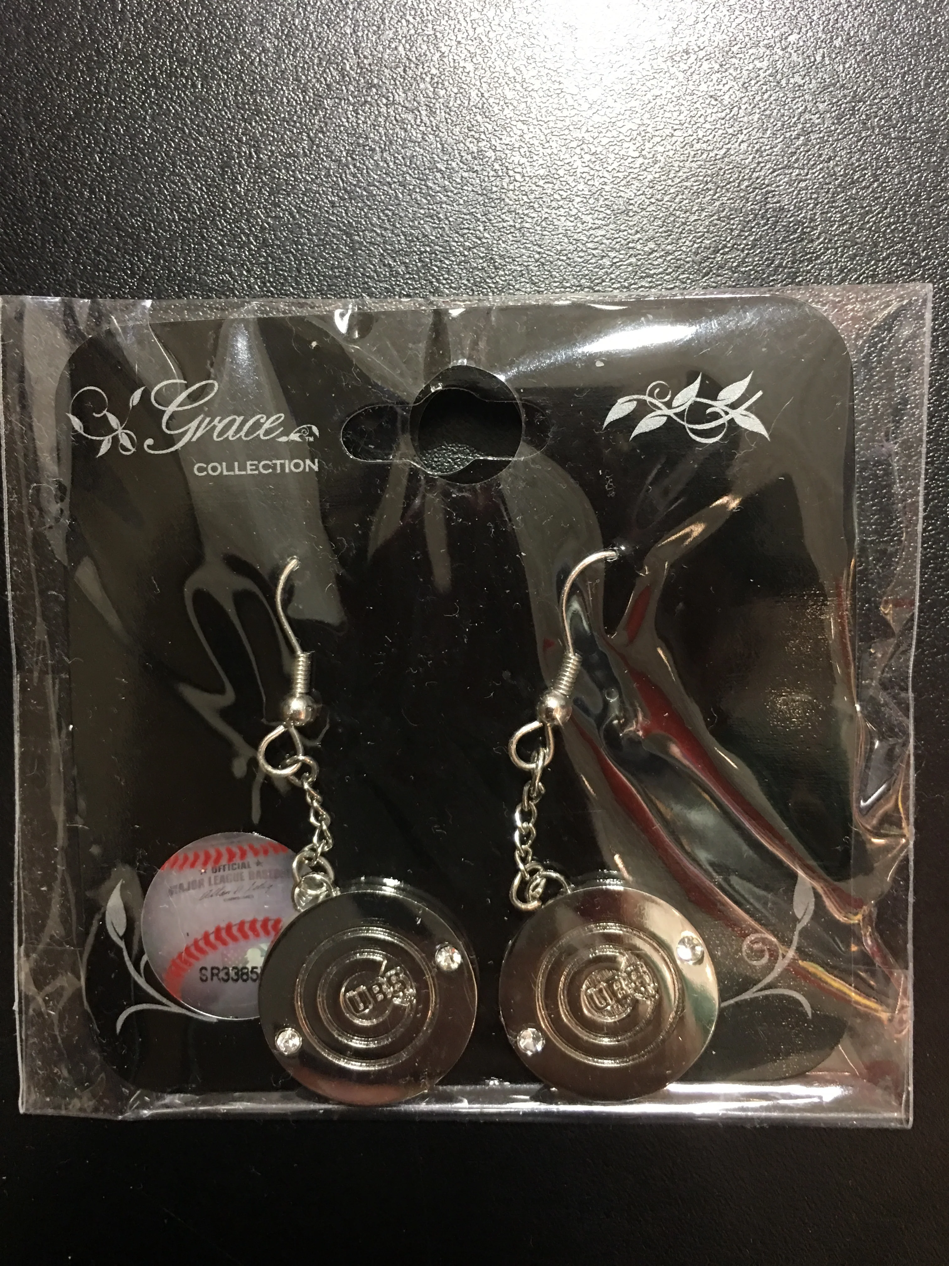 Chicago Cubs Sterling Silver Team Logo Dangle Earrings