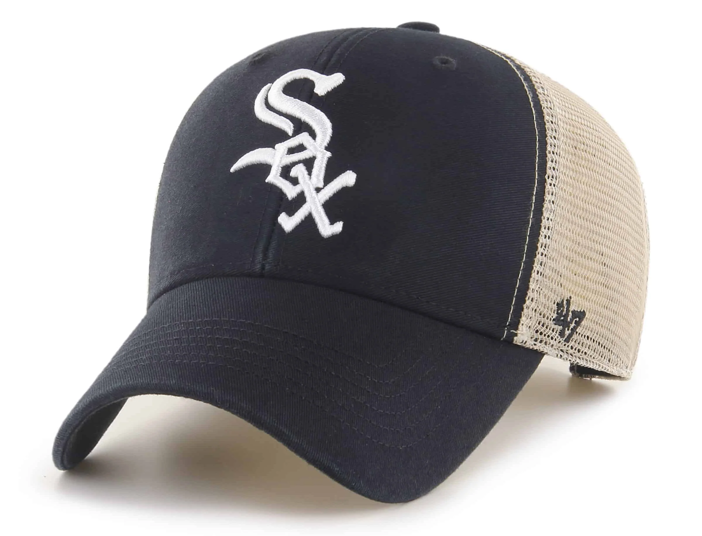 Chicago White Sox 47 Brand Black Flagship MVP Mesh Snapback Hat