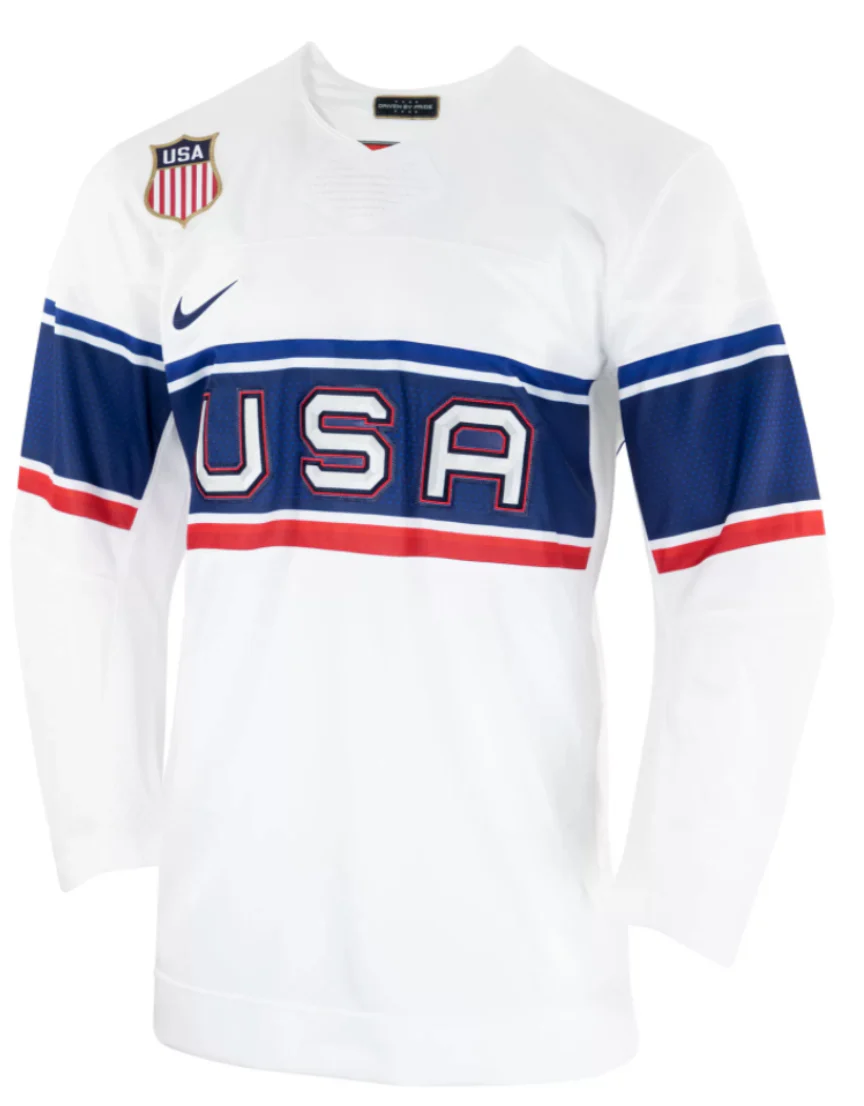 Mens USA Hockey 2022 Nike Olympic Home White Replica Jersey