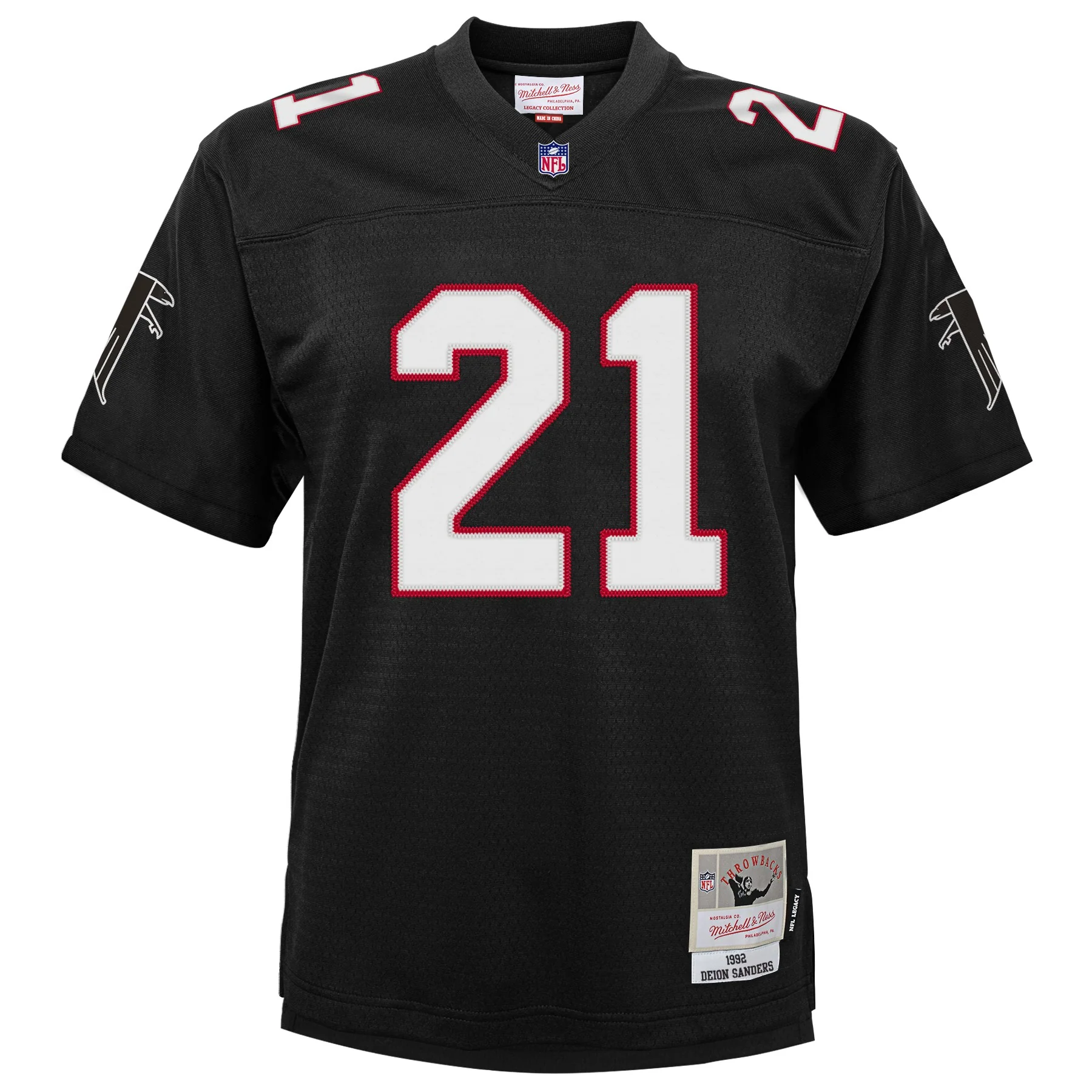 Youth Atlanta Falcons Deion Sanders Mitchell & Ness Black 1992 Retired Player Vintage Replica Jersey