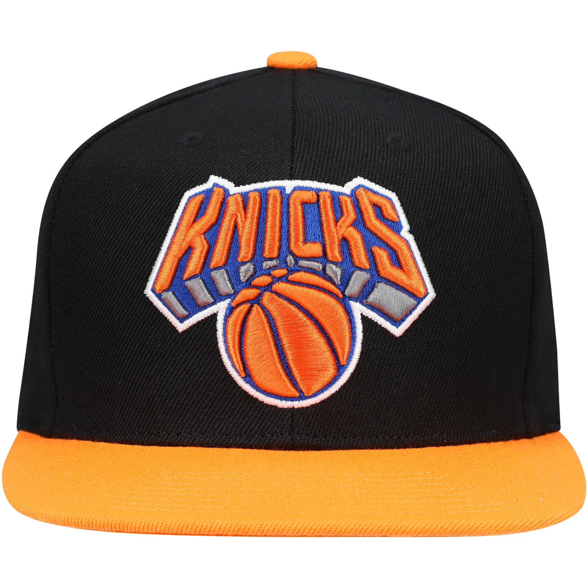 Men's New York Knicks Mitchell & Ness NBA Core Basic Black And Orange Snapback Hat