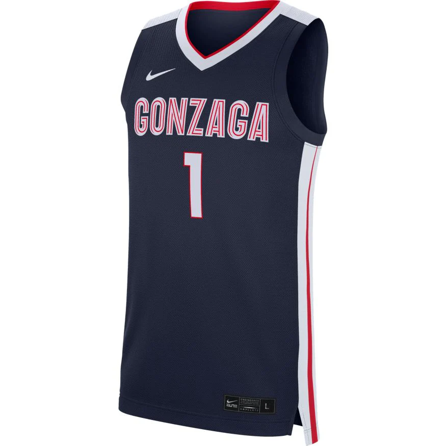 Men's NCAA Gonzaga Bulldogs Nike #1 Navy Replica Basketball Jersey