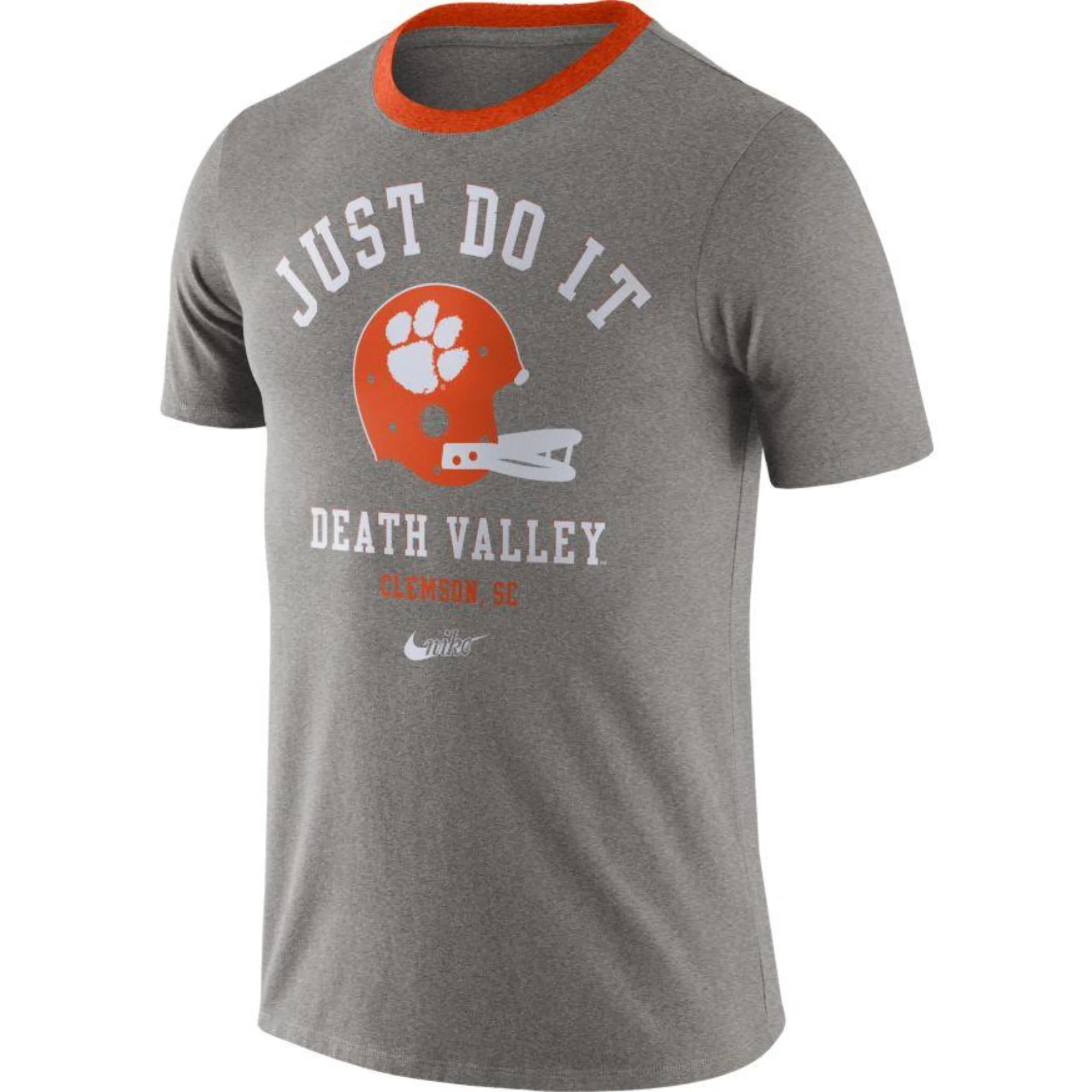 Men's Clemson Tigers Football Gray Vault Helmet Logo T-Shirt By Nike