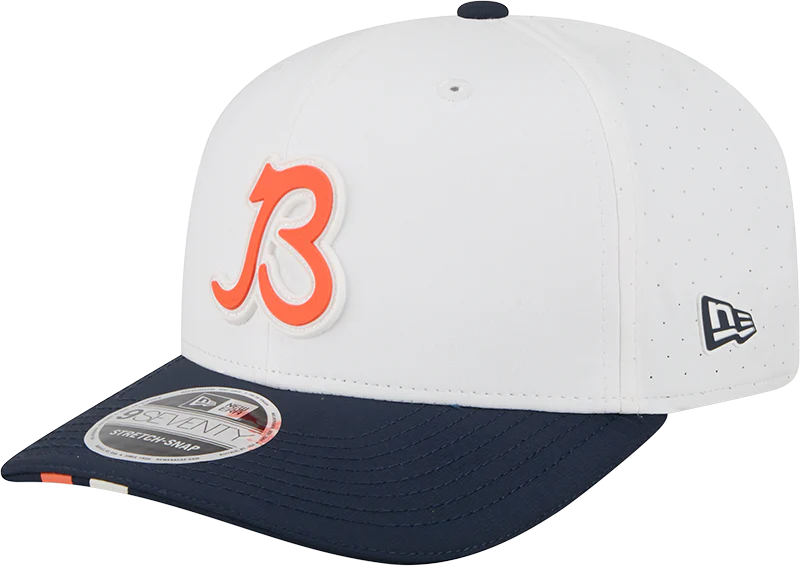 Men's Chicago Bears New Era White/Navy B 2025 NFL Training Camp 9SEVENTY Adjustable Hat