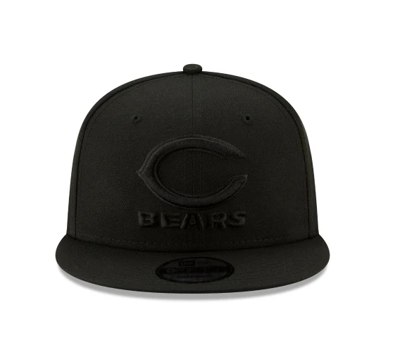 Chicago Bears New Era Black On Black Primary Logo Basic 9FIFTY Adjustable Hat - Black