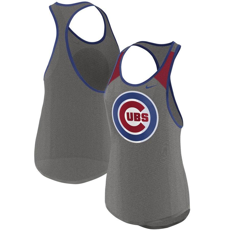 Womens Nike Heather Gray Chicago Cubs Wordmark Legend Tank Top