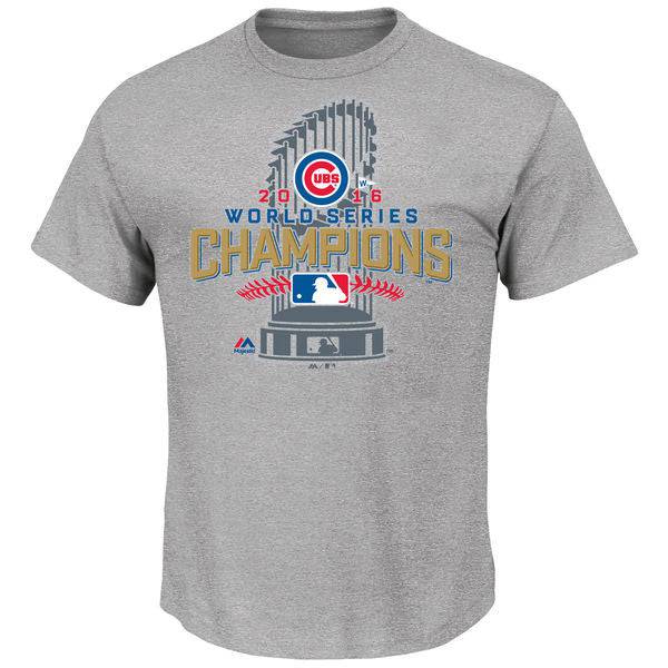 Youth Chicago Cubs Majestic Gray 2016 World Series Champions Locker Room T-Shirt