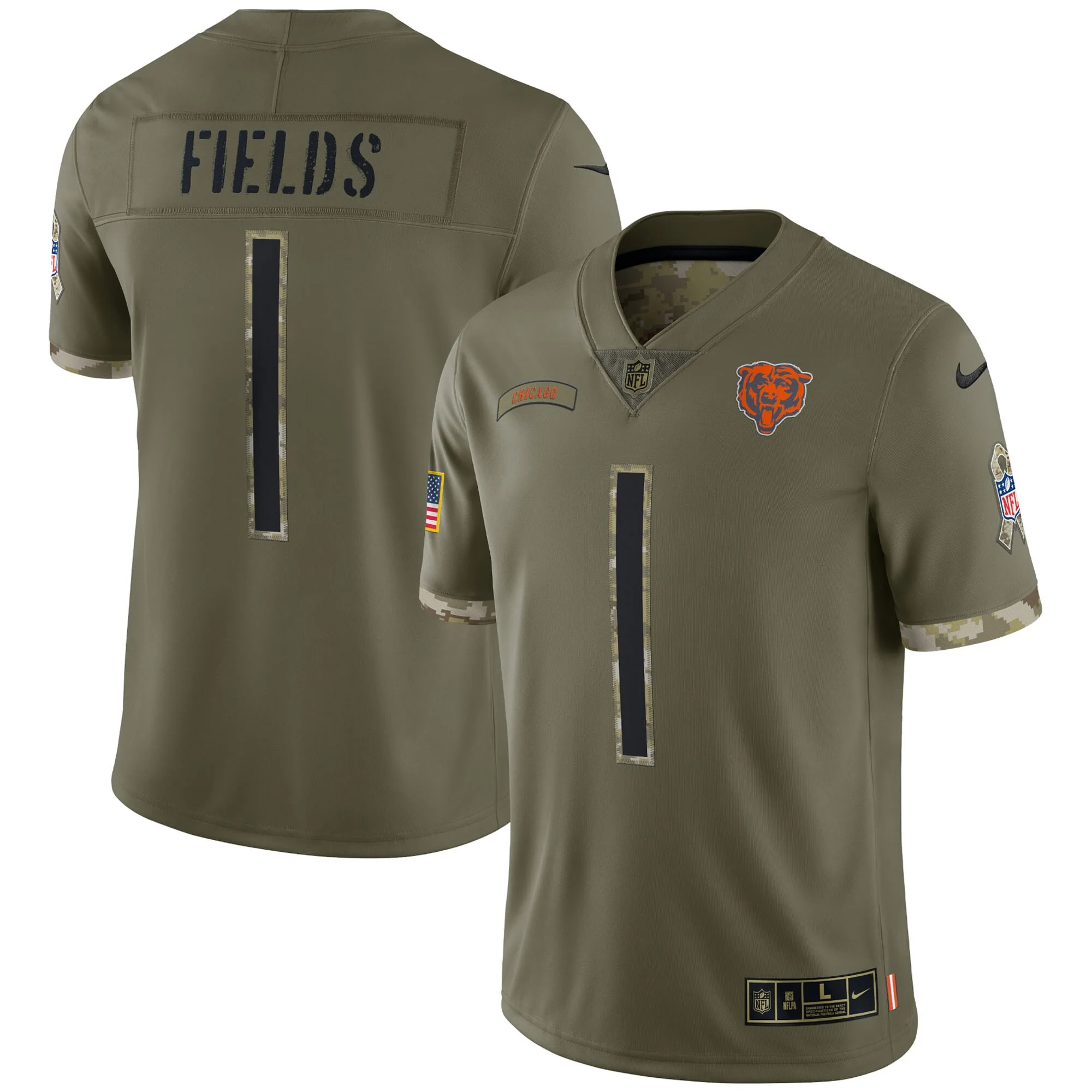 Men's Justin Fields Chicago Bears Nike 2022 Salute To Service Limited Jersey - Olive