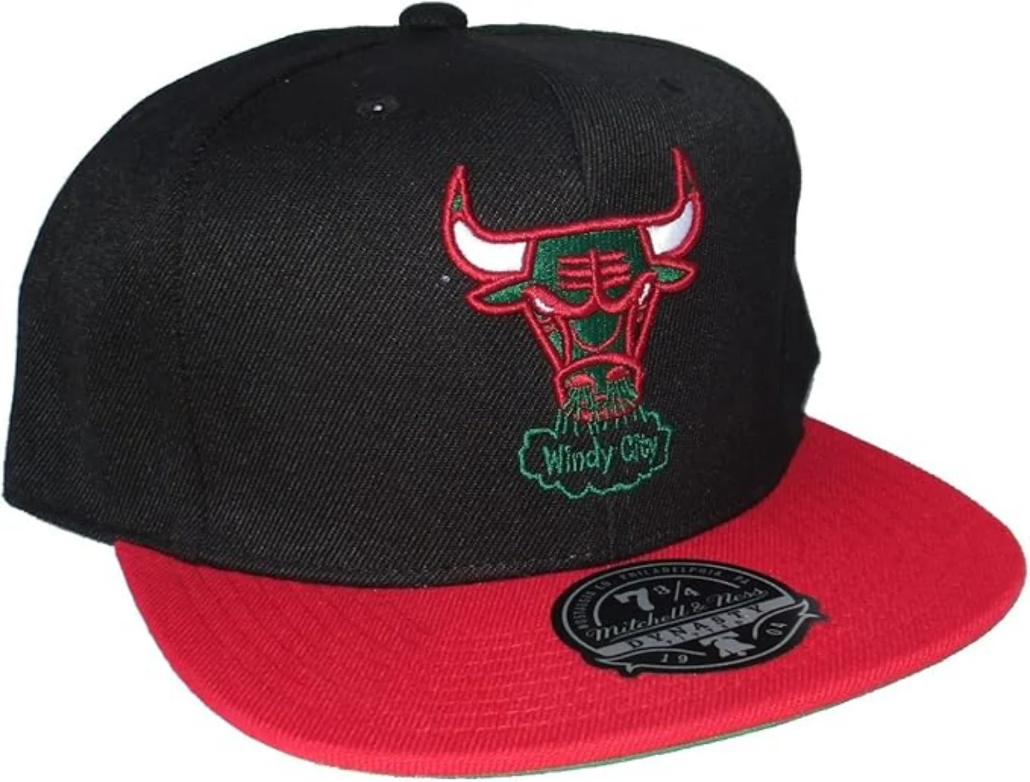 Men's Chicago Bulls Mitchell & Ness Hardwood Classics 2 Tone Black/Red Reload 2.0 Dynasty Fitted Hat