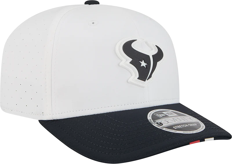 Men's Houston Texans New Era White/Navy 2025 NFL Training Camp 9SEVENTY Adjustable Hat