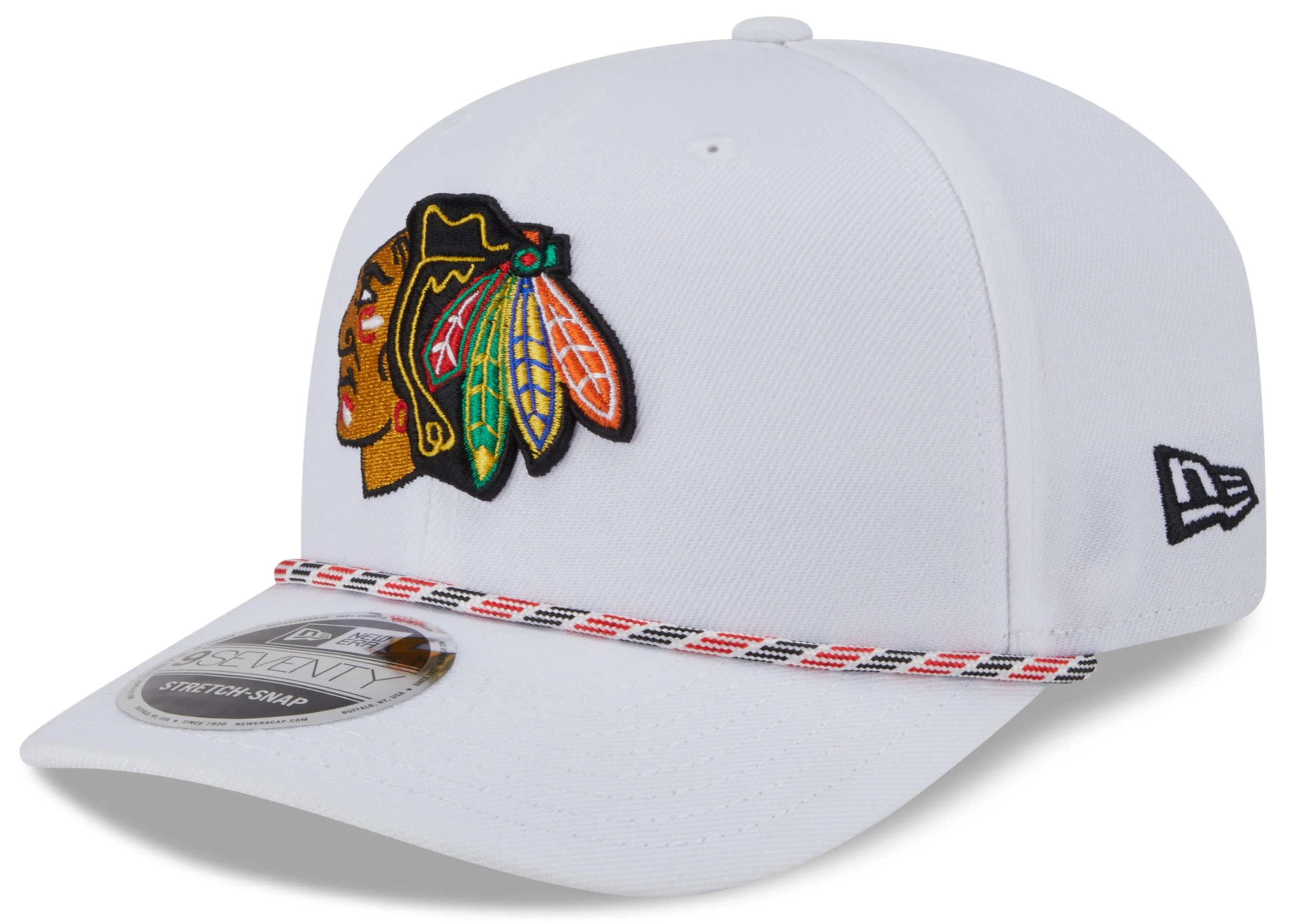 Chicago Blackhawks New Era White Multi Rope 9SEVENTY Stretch Snap Adjustable Hat