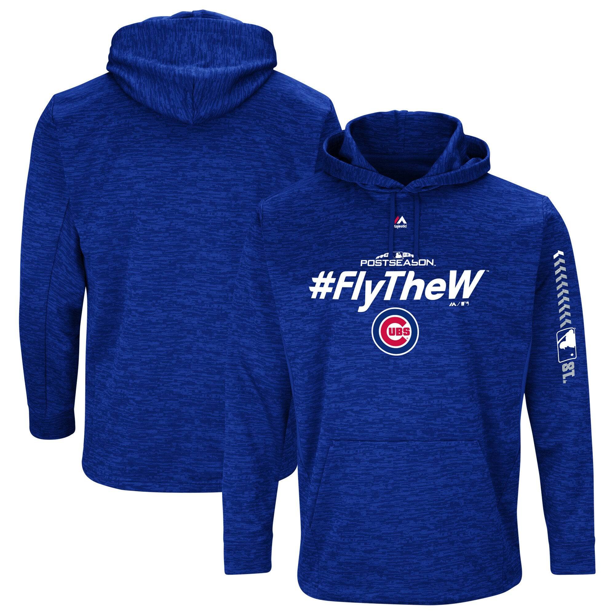 Men's Chicago Cubs Majestic Royal 2018 Postseason Authentic Collection Streak Fleece Pullover Hoodie