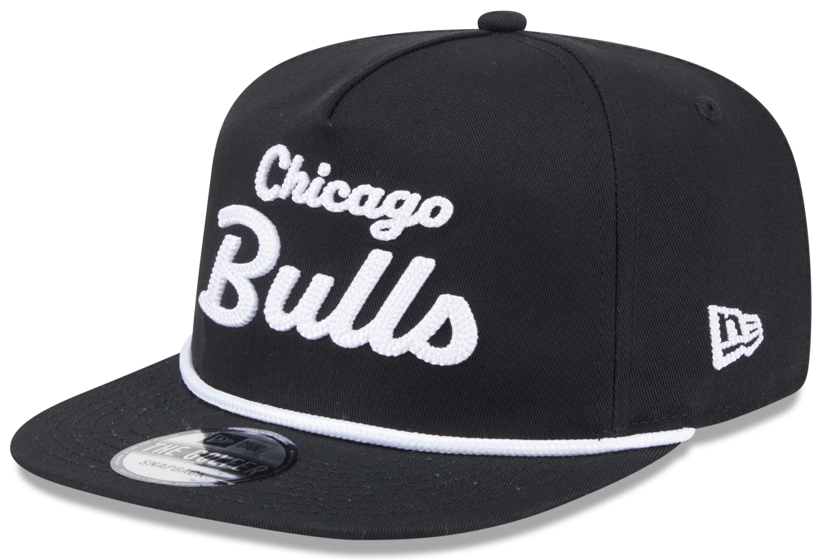 Chicago Bulls New Era Black Team Text The Golfer Snapback Hat