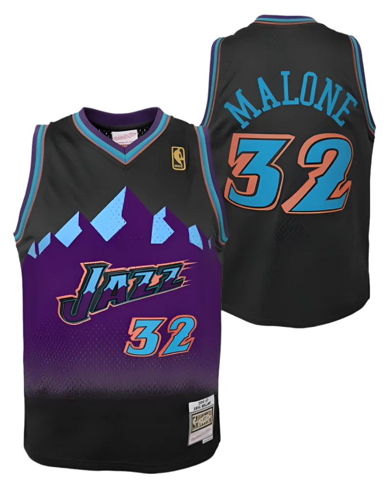 Youth Utah Jazz Karl Malone Mitchell & Ness 1996-97 Hardwood Classics Reload 2.0 Swingman Jersey-Black