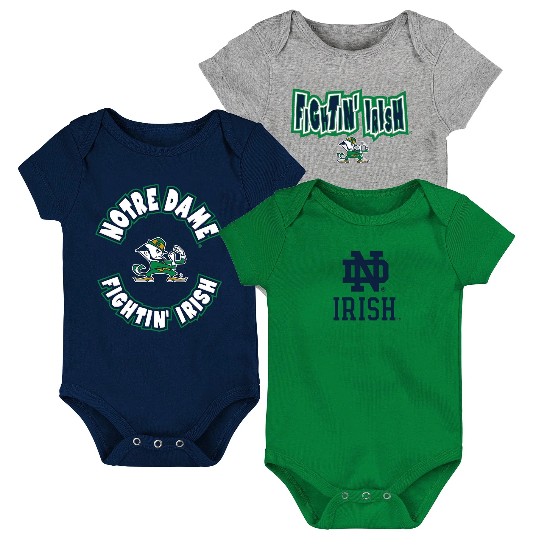 NCAA Notre Dame Fighting Irish Newborn 3 Pack Creeper Set