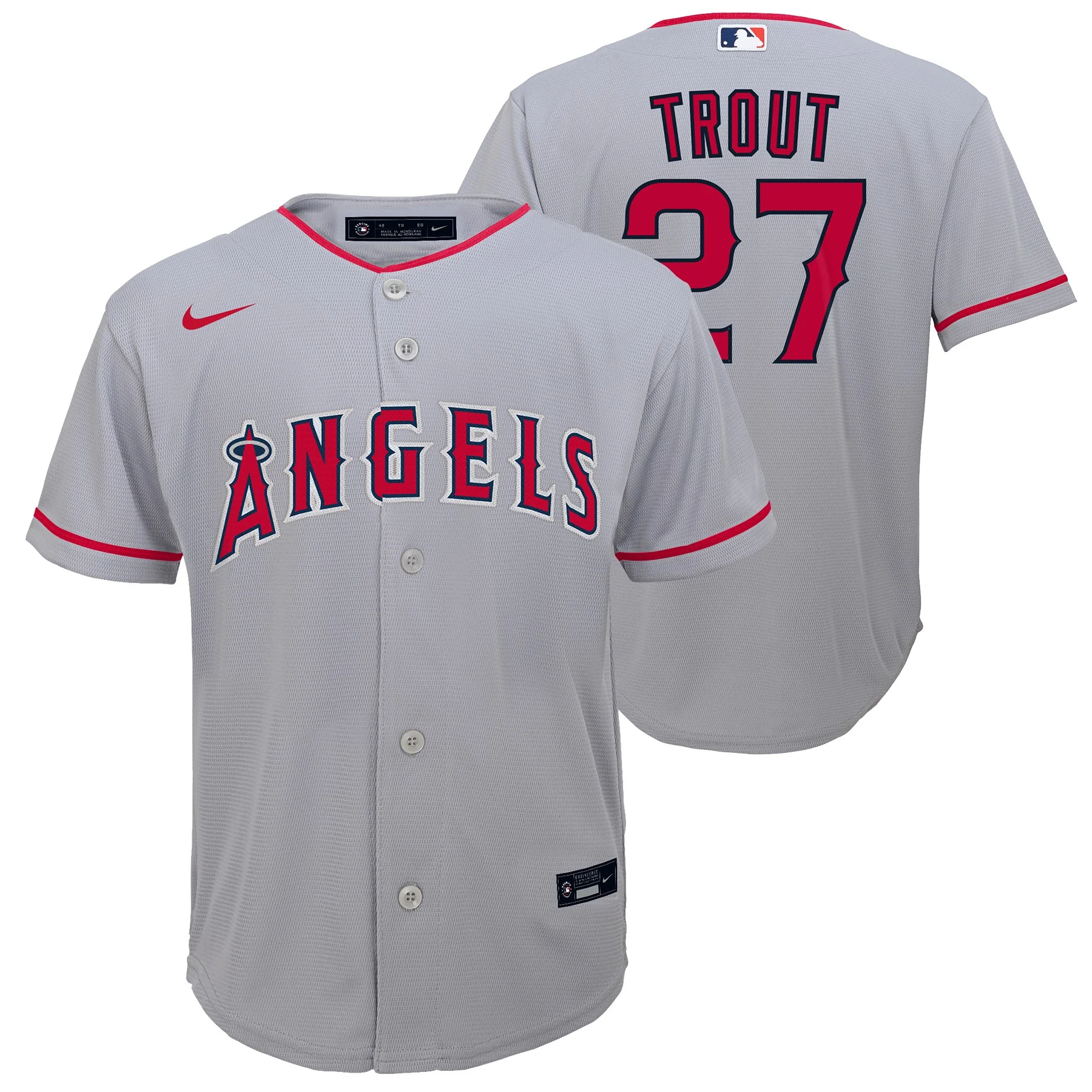 Youth Los Angeles Angels Mike Trout Nike Gray Road Replica Player Jersey