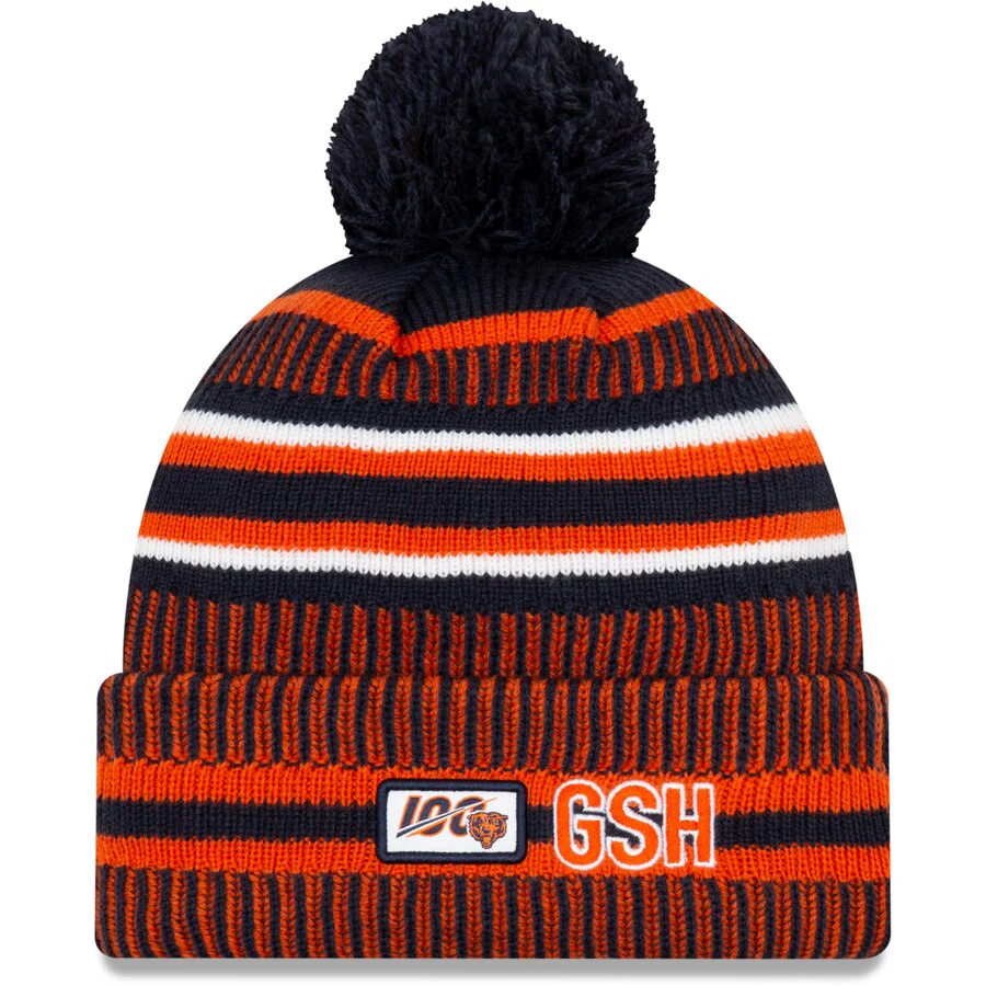 Men's New Era Navy/Orange Chicago Bears 19 NFL Sideline Home Official Sport Knit Hat