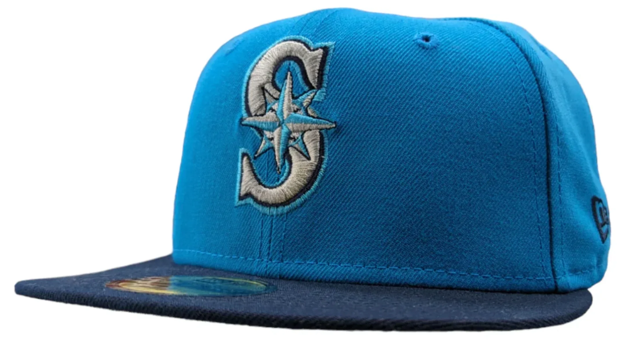 Seattle Mariners New Era 2 Tone Sunwash Ocean Blue Nirvana Nevermind Inspired 59FIFTY Fitted Hat