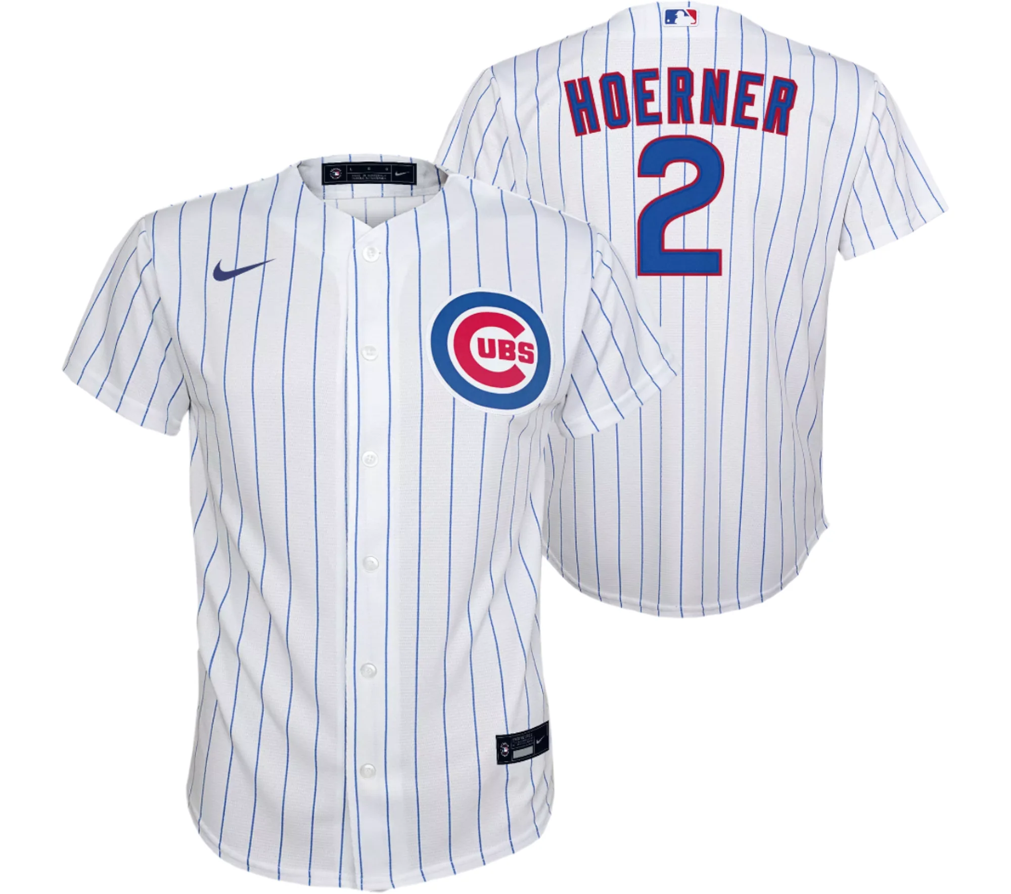 Youth Nike Nico Hoerner Chicago Cubs White Home Game Replica Jersey