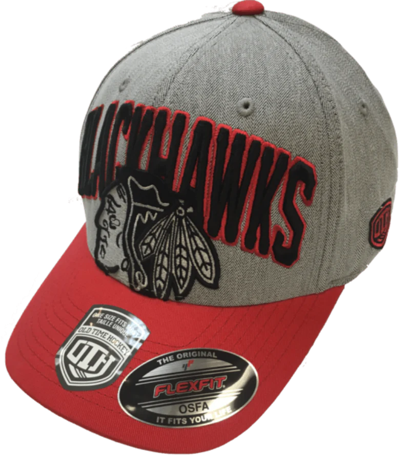 Men's NHL Chicago Blackhawks Chopper Old Time Hockey Structured Baseball Flexfit Hat