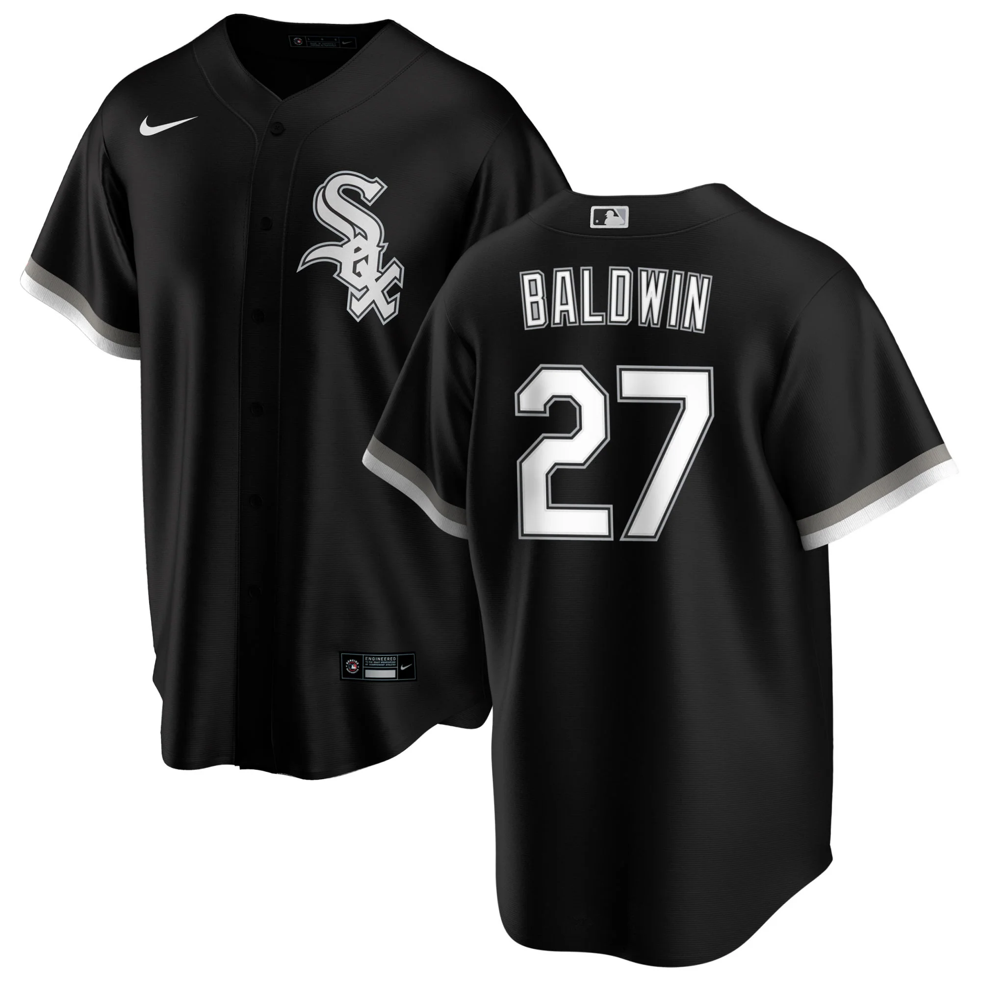 NIKE Men's Brooks Baldwin Chicago White Sox Black Alternate Premium Twill Replica Jersey