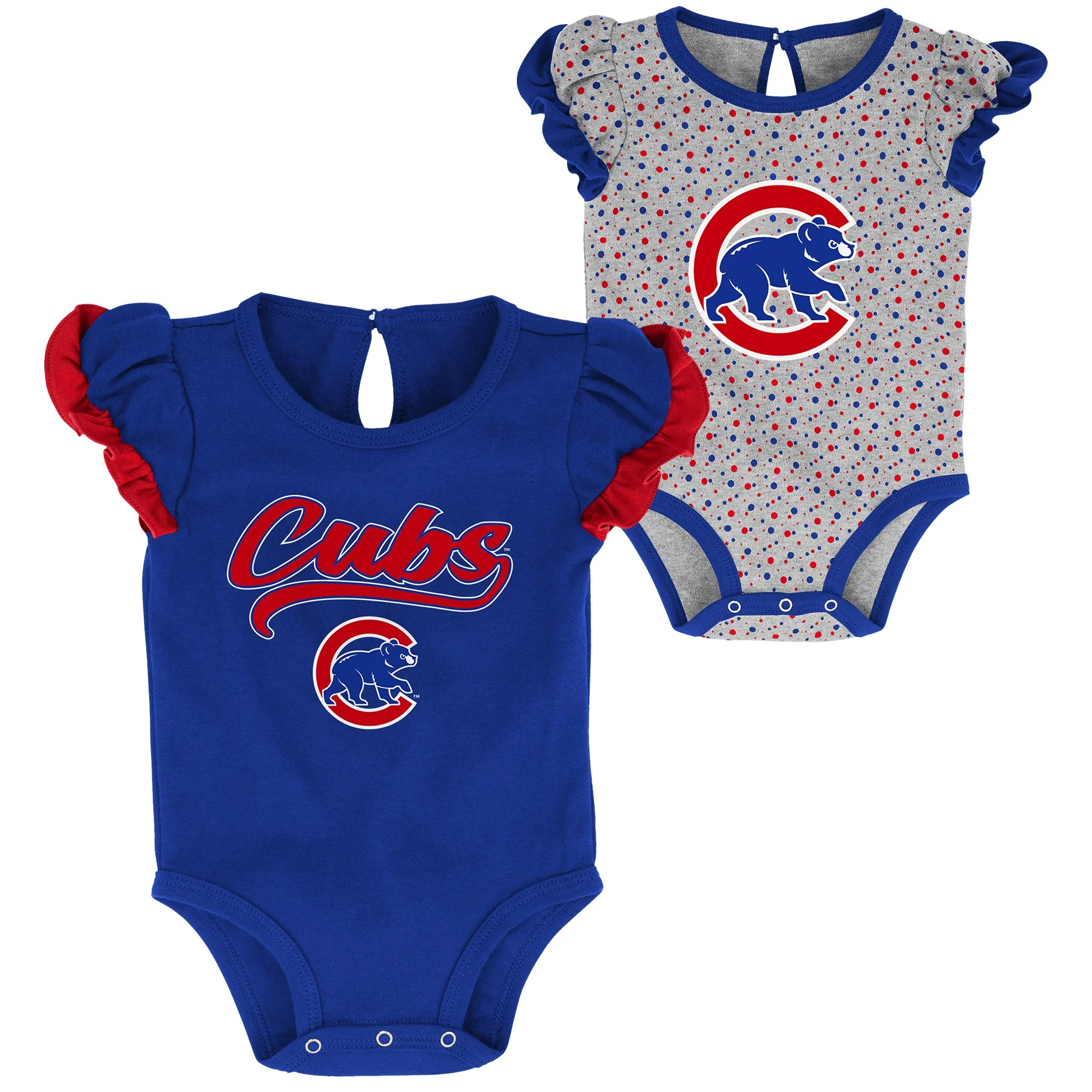 Infant Girls MLB Chicago Cubs Scream and Shout Short Sleeve 2 Pack Creeper Set