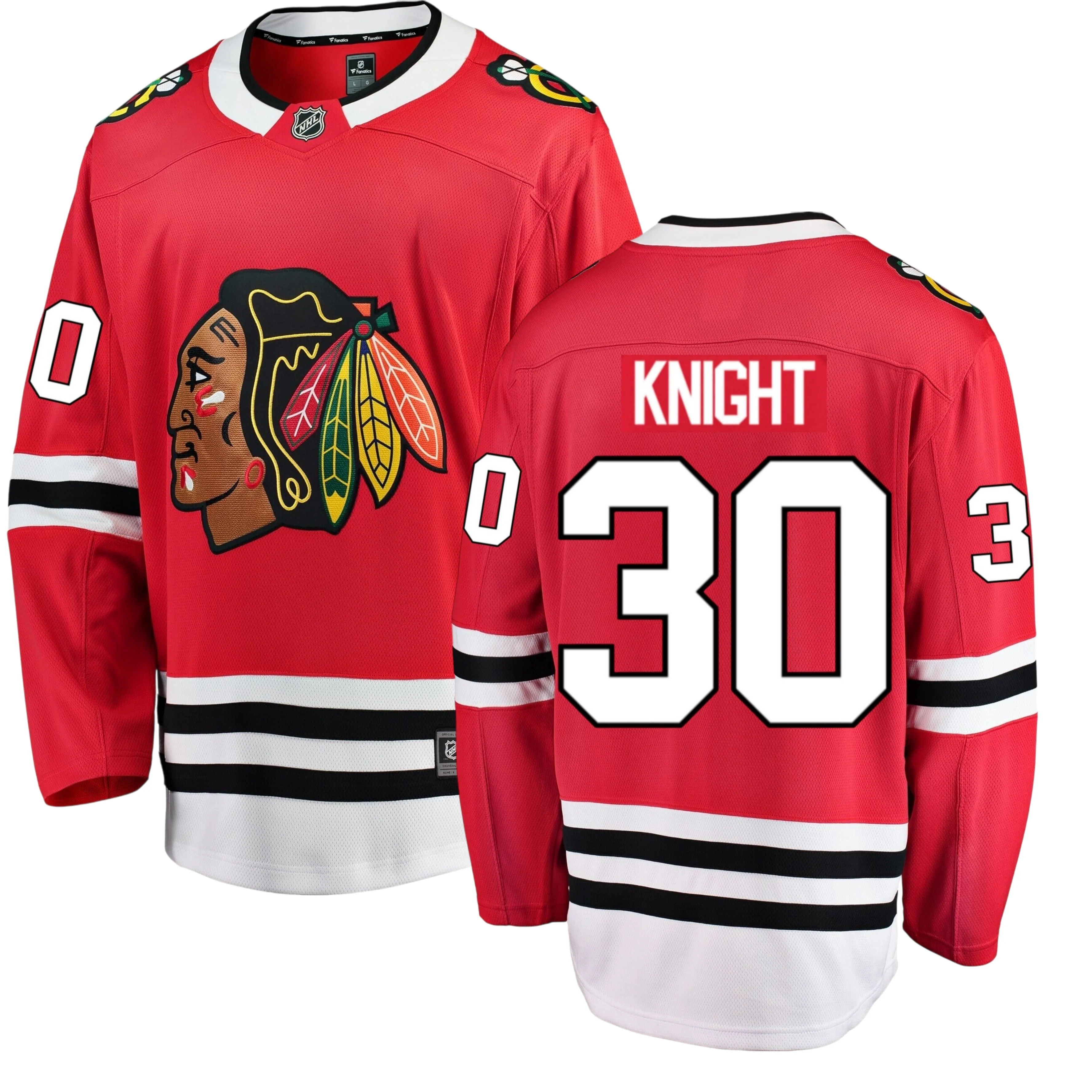 Men's Spencer Knight Chicago Blackhawks Red Home Fanatics Premium Twill Breakaway Replica Jersey