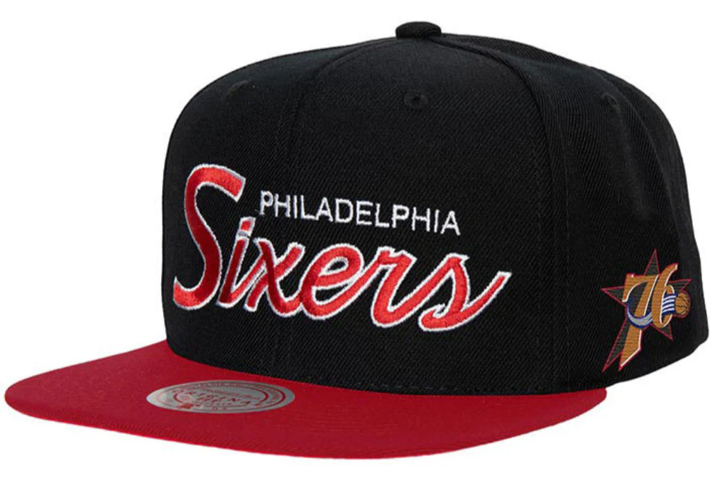Philadelphia 76ers HWC Team Script 2.0 Mitchell & Ness Snapback Hat