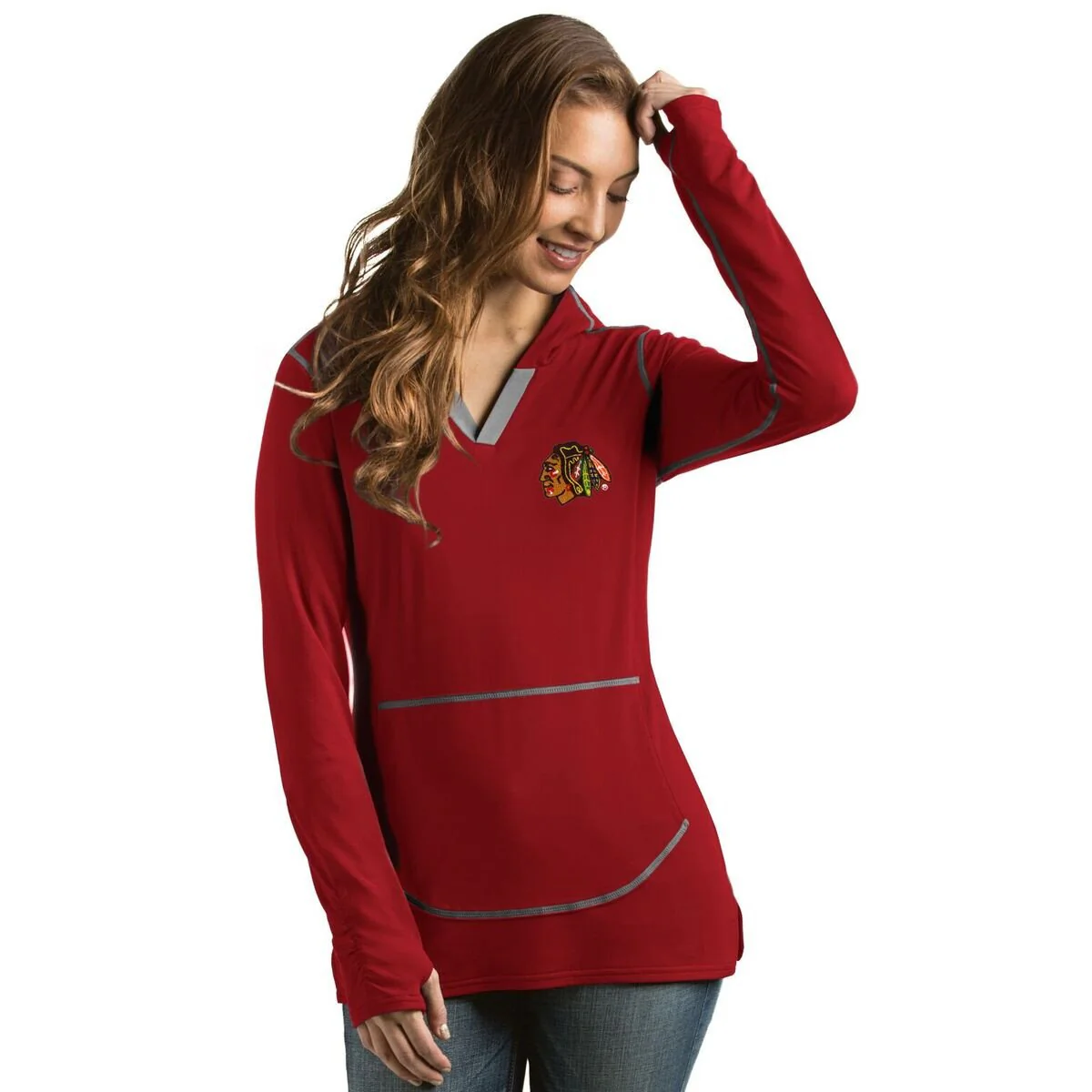 Women's Chicago Blackhawks Move Pullover Hooded Fleece, Red