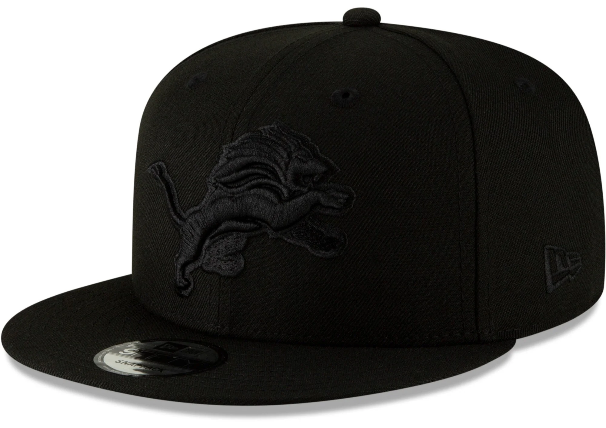 Detroit Lions New Era Tonal Black on Black  Primary Logo Basic 9FIFTY Adjustable Hat