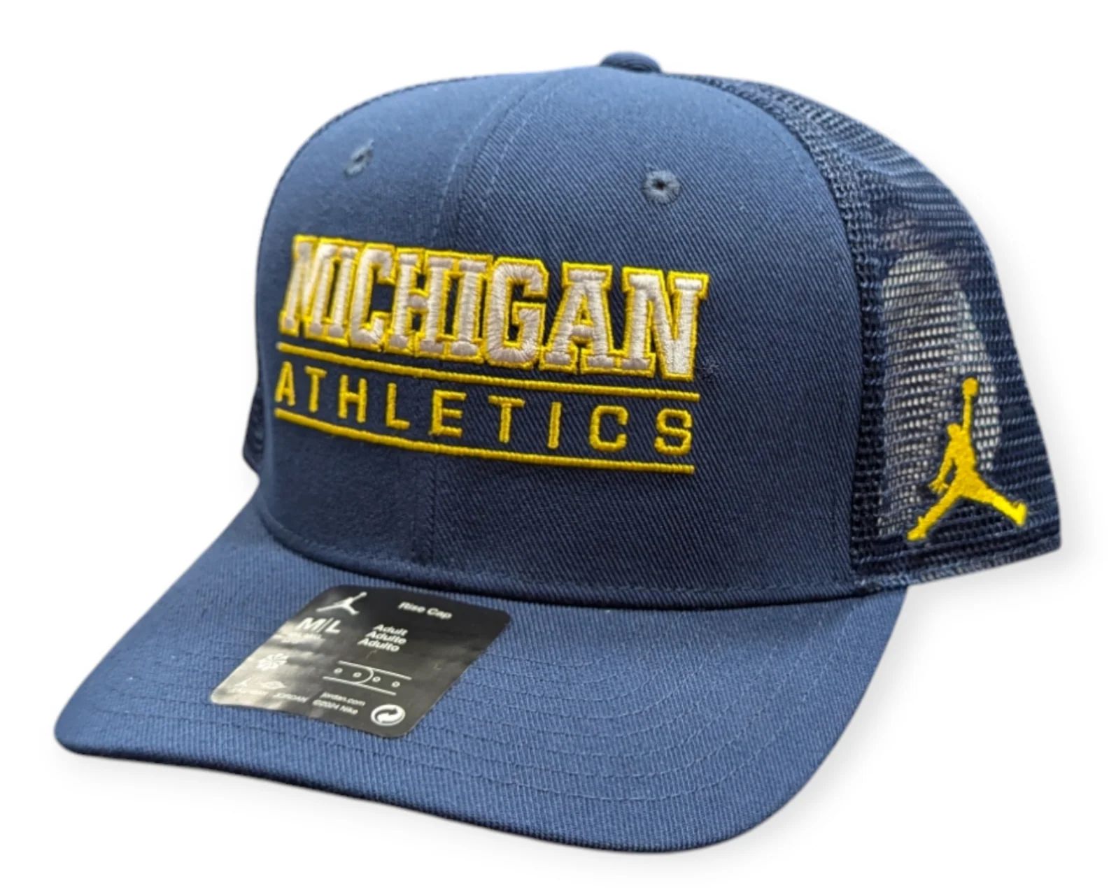 Michigan Wolverines Nike Rise Navy Trucker Adjustable Hat